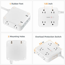 TESSAN Flat Extension Cord Surge Protector Power Strip