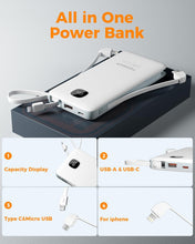 TESSAN 10000mAh Portable Charger with Built-In Cables