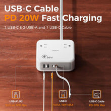 TESSAN 8-in-1 Flat Plug Surge Protector with Retractable USB-C Cable