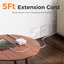 TESSAN 8-in-1 Flat Plug Surge Protector with Retractable USB-C Cable