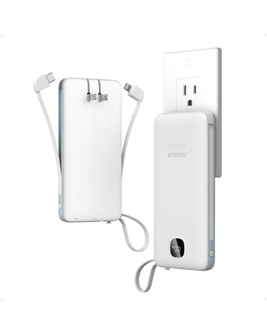 TESSAN 10000mAh Portable Charger with Built-In Cables