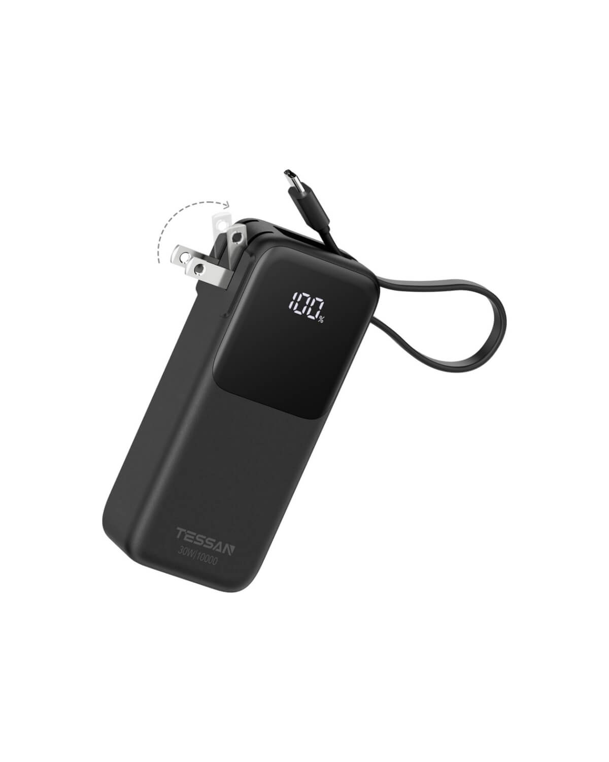 TESSAN 10000mAh 30W Portable Charger with USB-C Cable