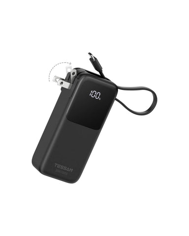 TESSAN 10000mAh 30W Portable Charger with USB-C Cable