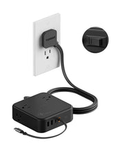 TESSAN 8-in-1 Flat Plug Surge Protector with Retractable USB-C Cable