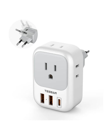 TESSAN US to European Travel Plug Adapter Type C